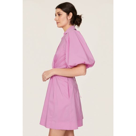 Jonathan Simkhai Aulora Pink Cut Out Short Sleeve A-Line Mini Dress Size Small - Picture 2 of 16